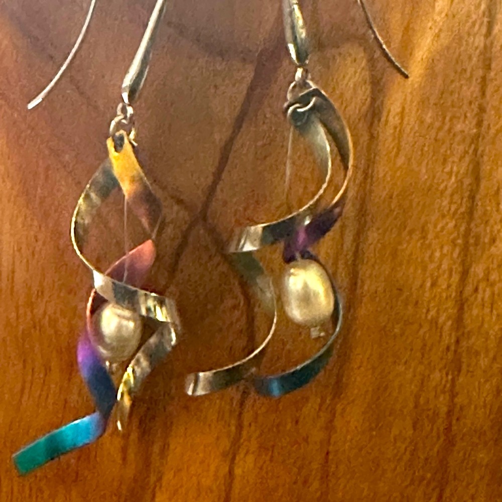 Y2k candy colored Sterling niobium titanium pearl earrings